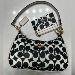 Coach Gold/Black Teri Shoulder Bag